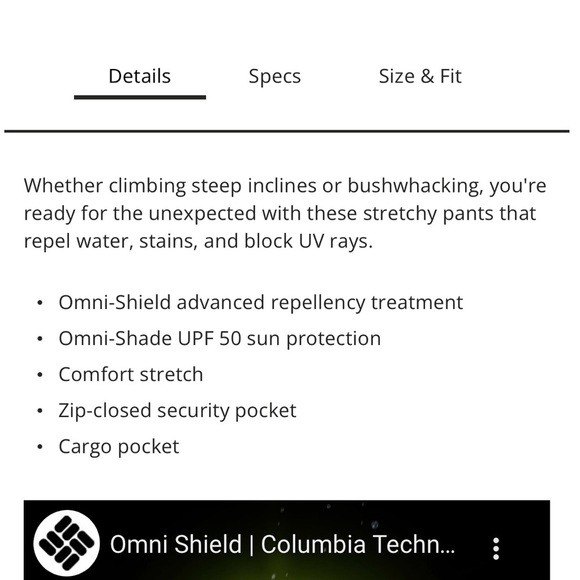 Columbia Outdoor Elements Stretch Pants Size 38x32 - Picture 16 of 16